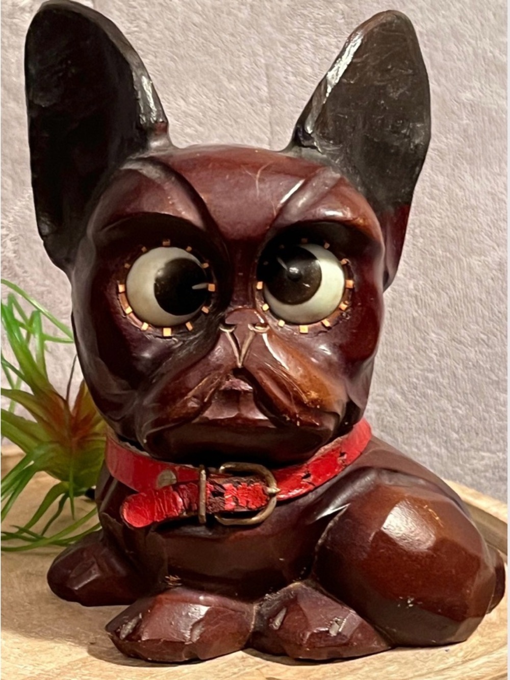 Antique Oswald German googly eye clock French bulldog - Picture 2 of 10